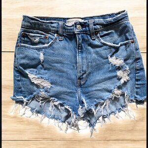 ABERROMBIE & FITCH ( 6 ) Blue Denim Mom Shorts High Rise Curve Love